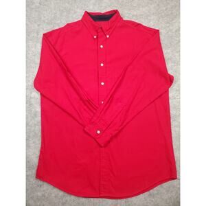 Chaps Ralph Lauren Men's L Red Long Sleeve Button Down Shirt Logo Crest